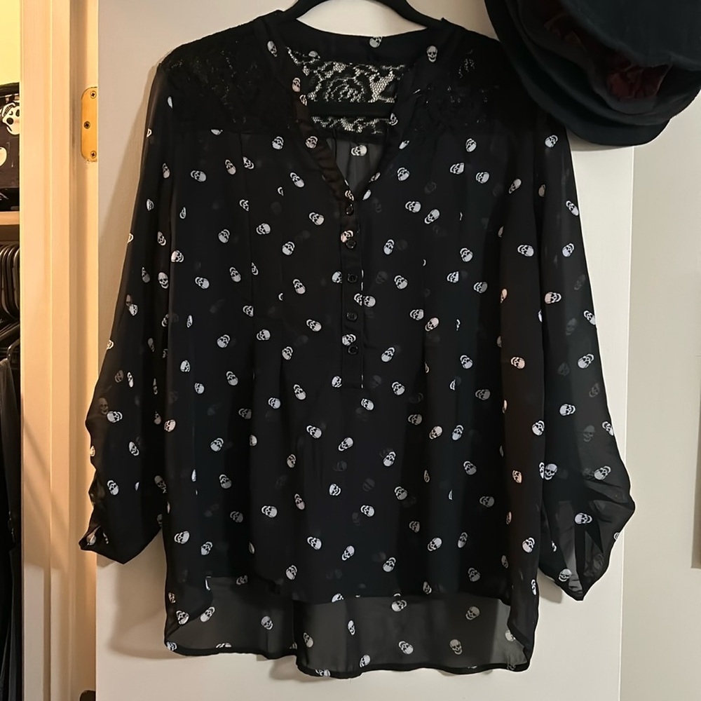 Lacy Mesh Skull Blouse